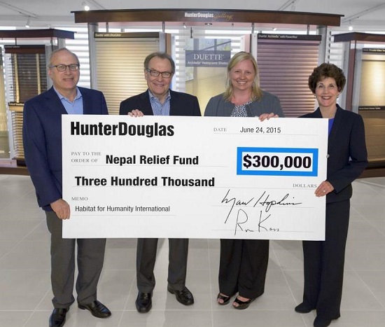 Hunter Douglas Donates to Habitat for Humanity Nepal Effort