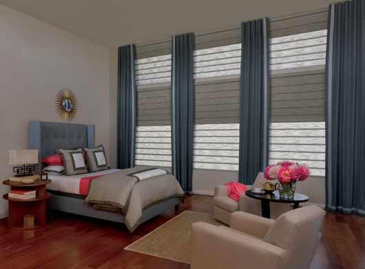 Custom Bedding and Draperies and Vignette® Modern Roman Shades