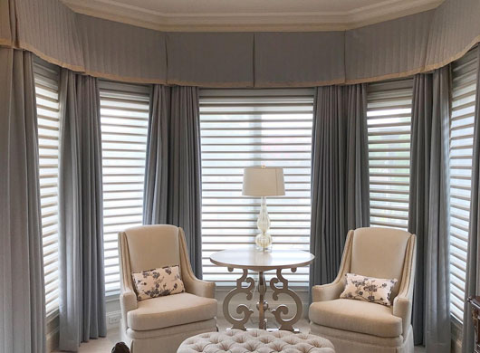 Draperies and Cornice over Silhouette® Window Shadings