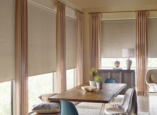 Drapery Panels With Roller Shades