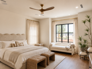 Example of bedroom modern window treatment